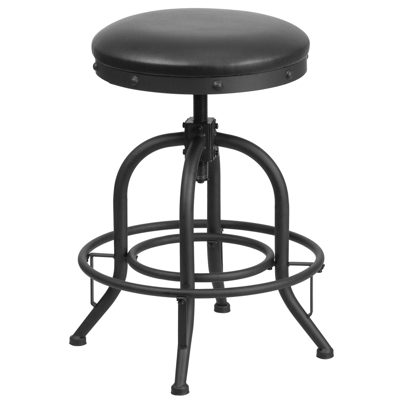 Flash Furniture 25.5&#x27;&#x27; Black Adjustable Height With Swivel Lift Leather Seat Counter Stool